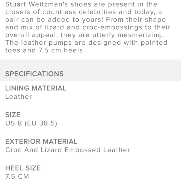 Stuart weitzman croc lizard embossed pointed pumps - Picture 9 of 10